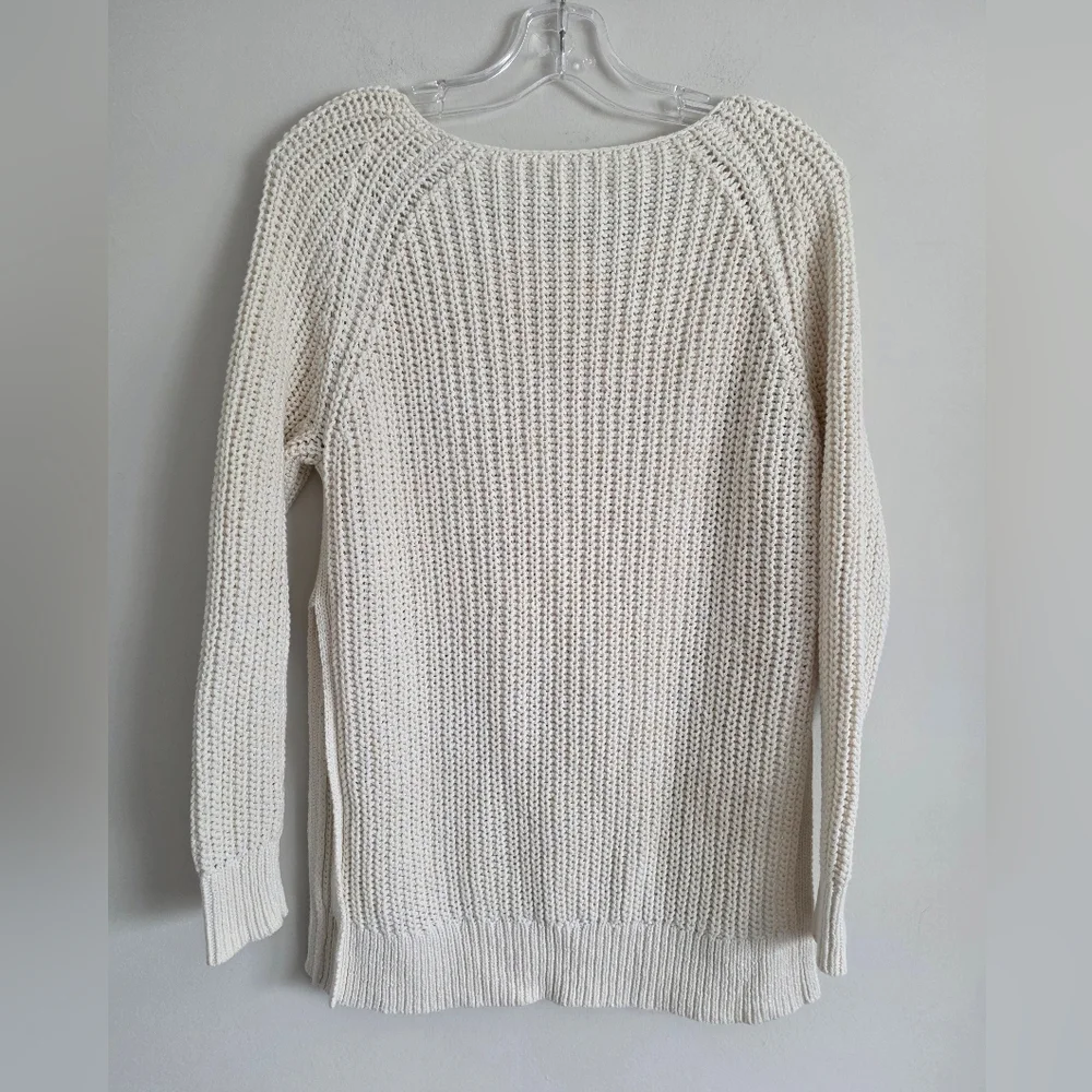 ARITZIA | Wilfred Ivory Linen Randonnai Sweater Chunky Knit Side Slits sz S - Picture 5 of 9